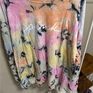 PINK Victoria's Secret Tie-Dye Tee in Black and Peach